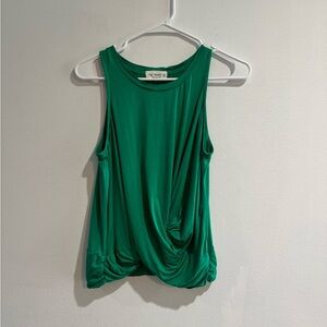 The Nines Green Sleeveless Gathered Front Tie Tank